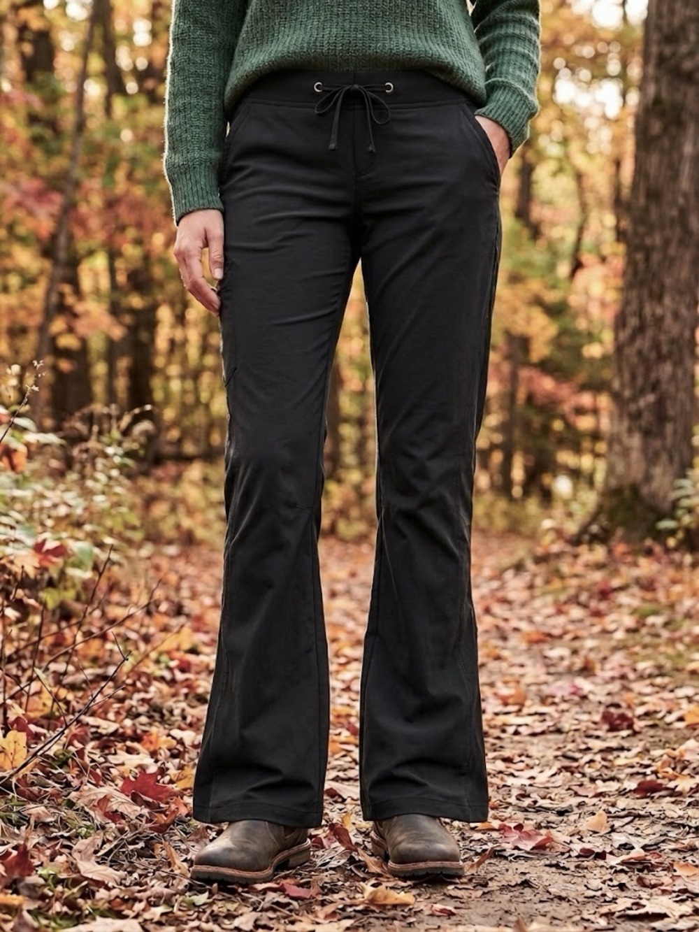 Columbia Black Anytime Outdoor Boot Cut Pants Size 4 Regular Hiking Trail